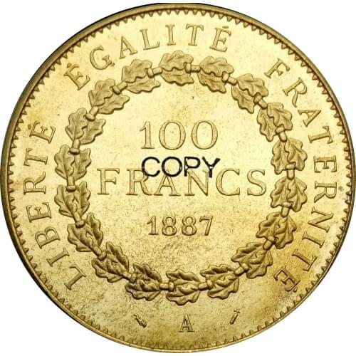 France Gold 1887 A Paris 100 Francs Lucky Angel Brass Metal Copy Coins