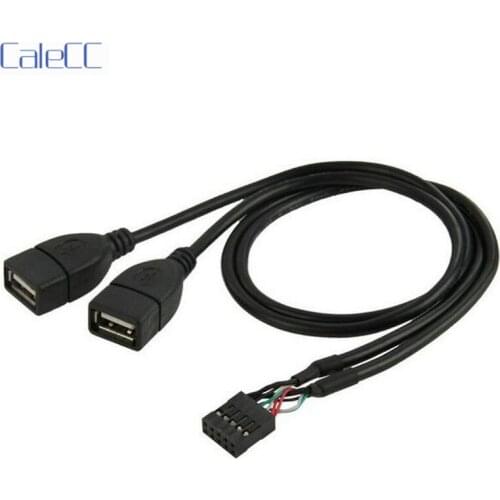 Great-Q 5pcs 10 Pin Motherboard Female Header to Dual USB 2.0 Female Adapter Cable cord 50cm