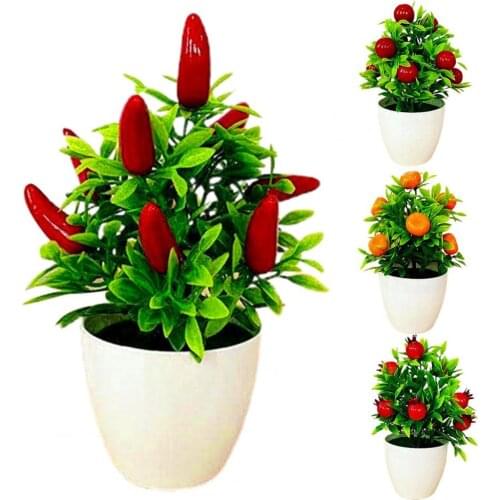 Artificial Fruit Bonsai Mini Orange Pomegranate Tree Decor Small Tree Pot Plants Plastic Courtyard Simulated Plants Bonsai