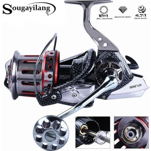 Sougayilang Spinning Reel Big Metal Strong Drag Fishing Reel Carp Molinete Carretilha De Pesca Olta Makaralar for Sea Fishing