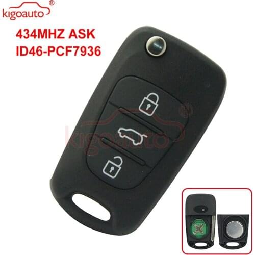 Kigoauto Flip key 434Mhz 3 button for Hyundai i20 i30 car Key Replacement remote key
