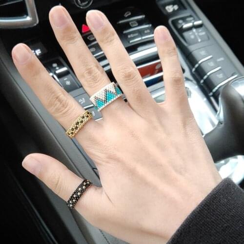 Miyuki Beaded Golden Ring Delica Wave New Fashion Popular Accessories Woven Woman or Man Party Gifts Boho Dropshipping Ring Set