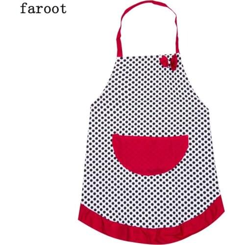 Cute BowKnot Dot Women Kitchen Restaurant Bib Cooking Aprons With Pocket