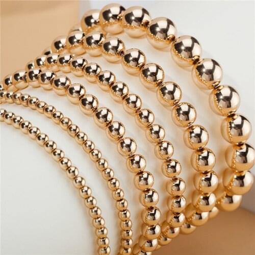 Fashion CCB Plastic Dainty Bracelets Set Delicate Beaded Bracelet Gold Plated Daily Accessories 6cm Dia., 1 Set ( 6 PCs/Set)