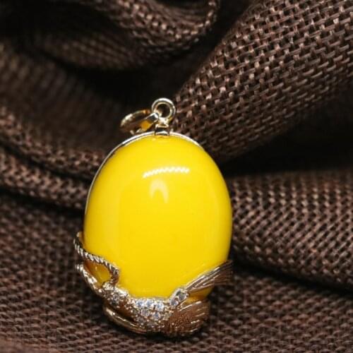 New arrival teardrop pendant yellow imitation beeswax retro fit for diy sweater chain necklace jewelry accessories 25*31mm B1848