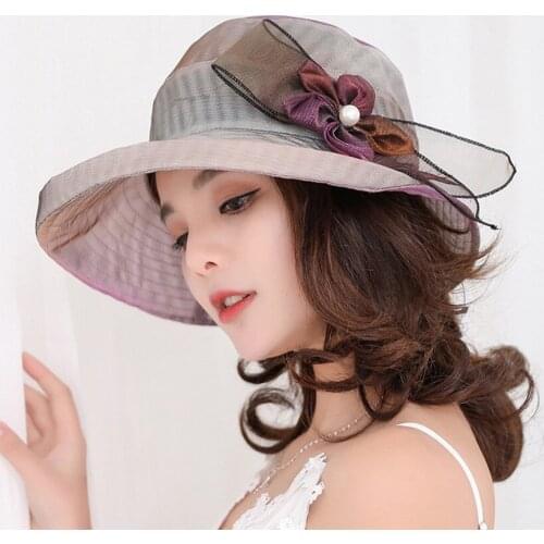 Bucket Hat Womens Cap 2021 New Ladys Summer Anti Outer Line Big Brim Korean Flower Sunscreen Versatile Fashion Cloth Girl