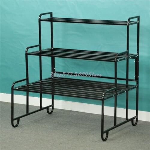 Flower stand floor type three-layer stepped flower pot stand indoor and outdoor anti-corrosion balcony large-capacity succulent