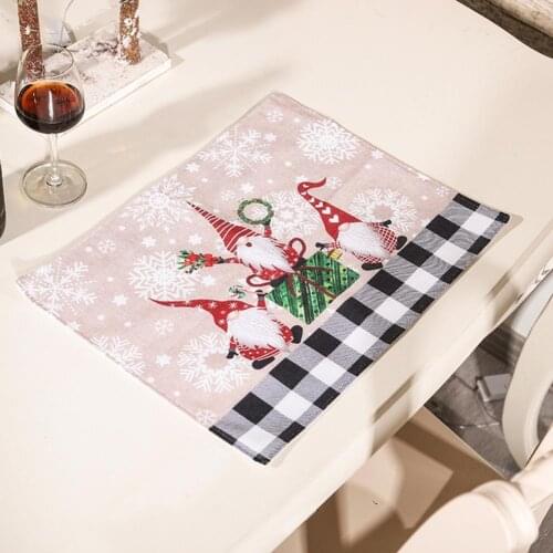 Christmas Gnome Pattern Placemat Heat-Resistant Non Woven Fabric Anti-Scalding Table Mat Bowl Cup Dishes Cushion Tea Coaster