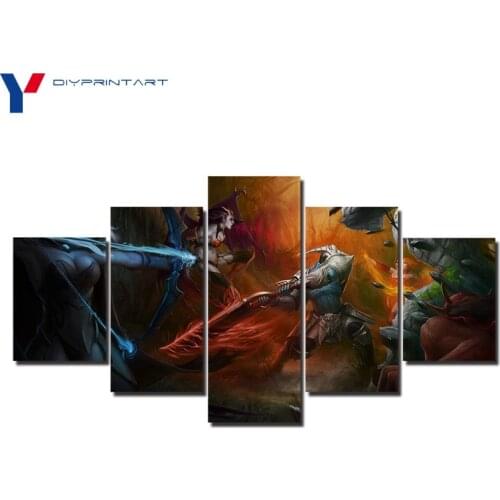 DOTA 2 Heroes Battle 5 Pieces Posters and Prints Canvas Wall Art Decorations for Home A0835