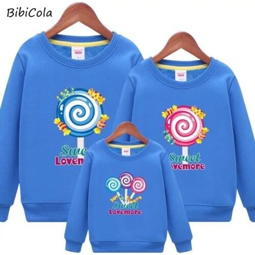 Family Candy Color Sweater Fleece Printed Top Mommy and Daughter Matching Clothes Family Matching Outfits Couple Clothes