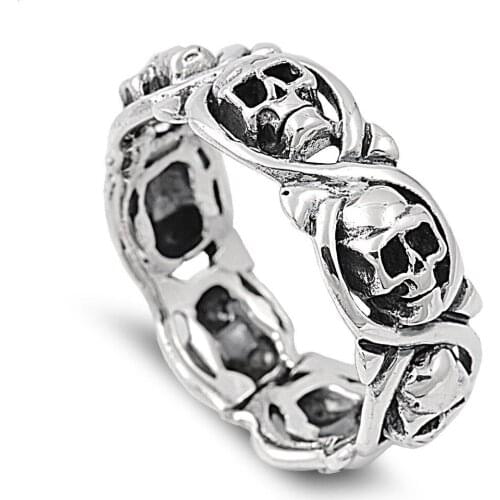 Punk Devil Skull Silver Color Ring For Unisex Hip Hop Ring Jewelry High Quality Engagement Rings Anillos Mujer