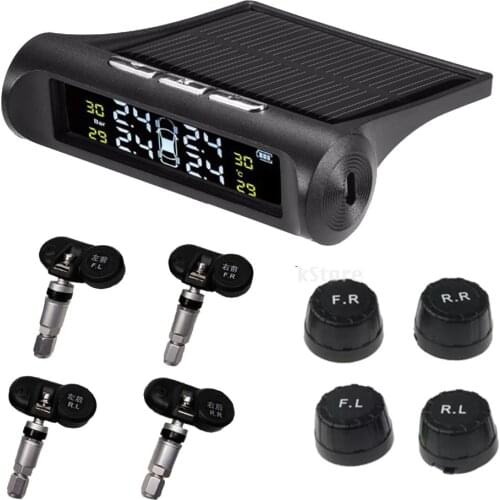 TPMS Car Tire Pressure Monitoring System Solar Power External Digital TPMS Auto Security Alarm Systems Tire Pressure Sensor Tool