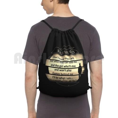Solitary Man Backpack Drawstring Bags Gym Bag Waterproof Music Lyrics Johnny Trending Womens Mens Country N Roll Guitar