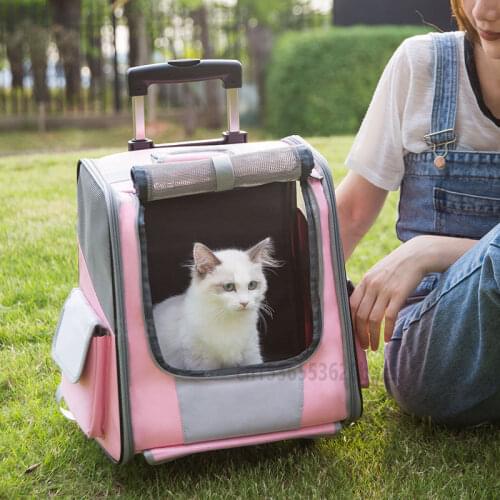 Cat Bag Go Out Portable Pet Backpack Pull Rod Cat Bag Go Out Bag Breathable Pet Products Foldable