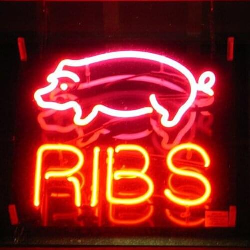 Decorative Light Pig Ribs BBQ neon Lamp Restaurant Accessories Room Beer light Enseigne Lumineuse Decorate Handmade Glass Tubes