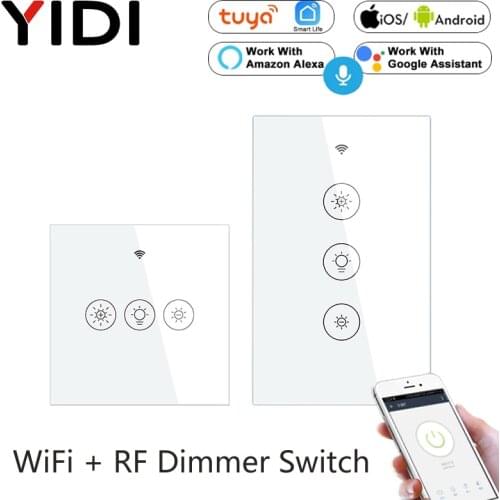 Tuya Wifi Smart Wall Touch Light Dimmer Switch Smart Life APP Remote Control Works with Amazon Alexa and Google Home