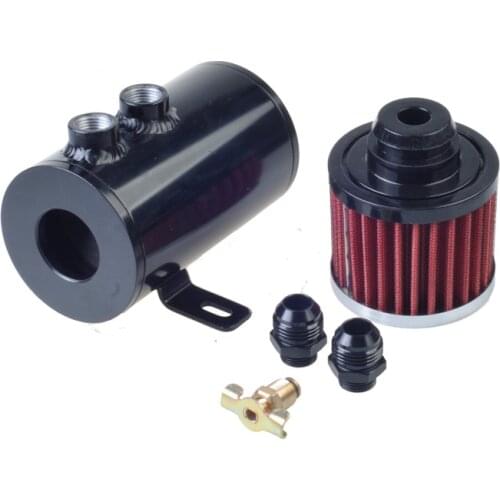 Universal Oil Catch Can Tank with Breather Filter Aluminium AN10 Round 0.35L Brushed Baffled Separator bracket OCT-1118