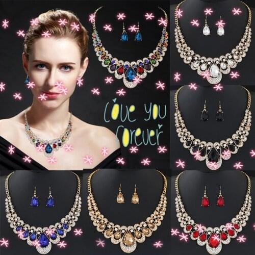 Vintage Dress Necklace Earings Sets Jewelry For Women Collar Kolczyki Damskie Earrings 2021 Trend Pendientes Oorbellen Orecchini