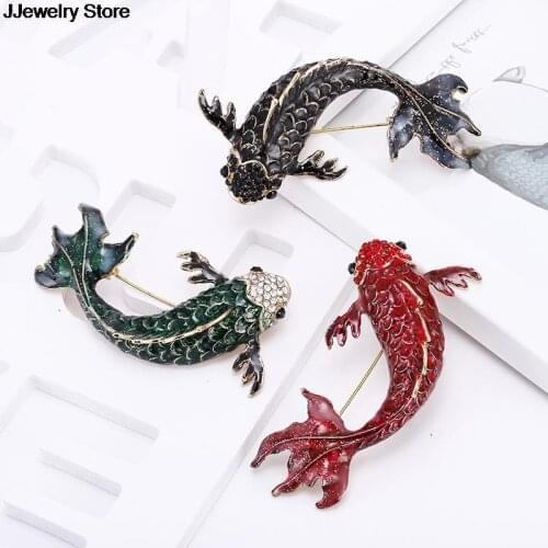 Red Enamel Fish Brooches For Women Large Carp Pins Animal Style Brooch Fashion Available Jewelry Coat Broch 3 Colors hot