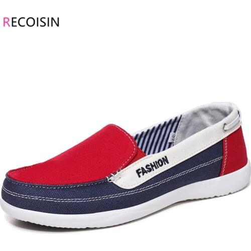 RECOISIN 2020 New Autumn Flats Women Shoes Comfortable Canvas Shoes For Women Slip-on Fashion Casual Loafers Ladies Shoes