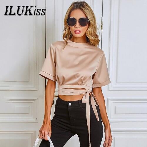 2021 Fashion Sexy Short Sleeve Crop Top Women Shirt Femme Blouses Casual Summer Slim Blouse Womens Clothing With Free Shipping