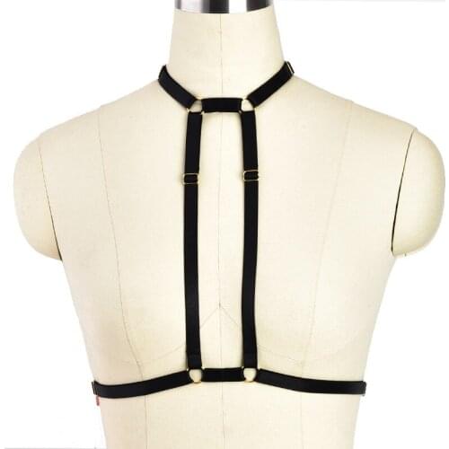Womens Black Body Harness Straps Lingerie Harajuku Goth Fetish Bdsm Bondage Erotic Full Pole Dance Halloween Tops Harness belt