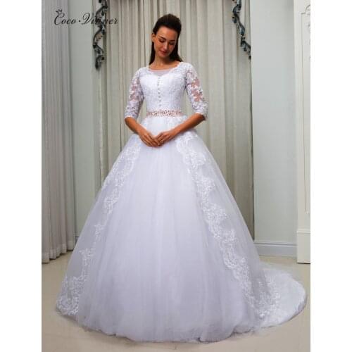Sheer Neck Illusion Arab Plus Size Wedding Dress Beaded Belt Court Train Ball Gown Lace Vintage Wedding Dresses W0054