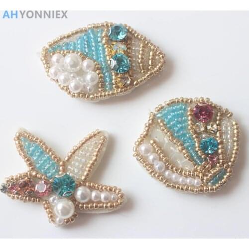 1 PCS Japan Style Seashells Conch shell bead patch applique sew on beading applique clothes shoes bags decoration patch DIY