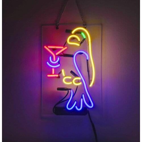 14“ Parrot Acrylic Custom Neon Light Lamp Sign Beer Bar Handmade Real Glass Decorate Home Wall Room Windows Tube Artwork