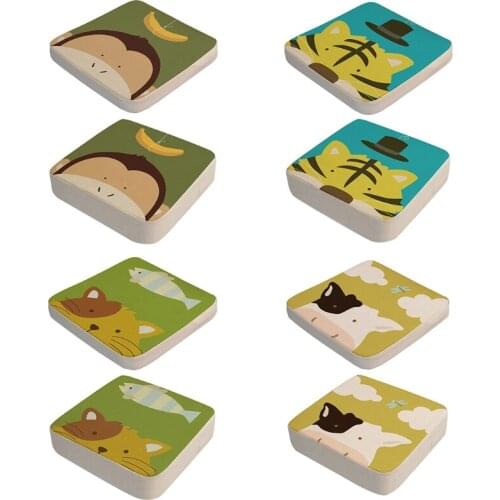 2 Pcs/Set Anti-Skid Cartoon Animal Print Dining Children Cushion Increased Pad Adjustable Removable High Chair Booster