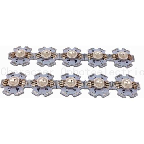 20pcs 6pin 3W RGB Color High Power LED Chip Light (RED+BLUE+ GREEN) for RGB led lamp With 20mm Star Base