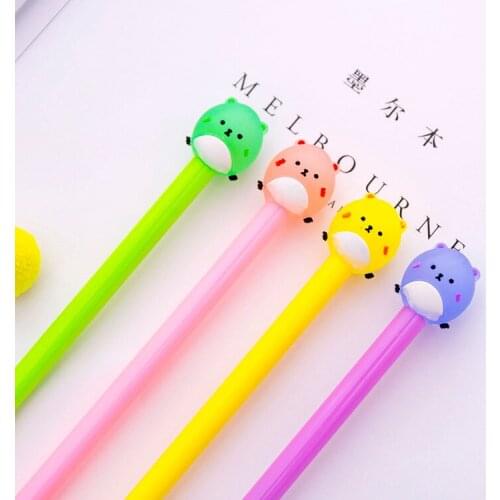 20 Pcs Cartoon Animals Gel Pen 0.5mm Cute Candy Colors Little Bear Pen Kawaii Pens School Writing Novelty Stationery Girls Gift