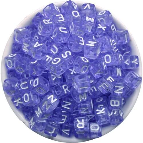 200pcs 6mm Pink/Blue MIxed Acrylic Alphabet "A-Z" Square Letter Beads DIY Loom Refills Cube Pendants Accessories Charm Bracelets