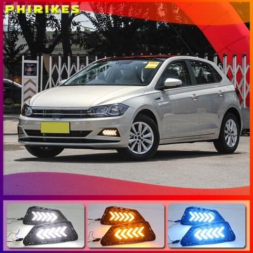 3 Color LED DRL Day Light for VW Polo 2019+ Daytime Running Light 3Y Driving Lamp with Dynamic Turn Signal + Blue Mode