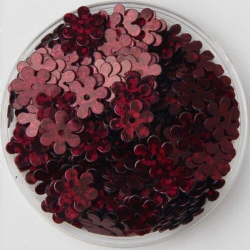 3000pcs/lot 9mm Flat Flower Centre Hole Loose Sequins Sewing Kids DIY Garment ,Wedding Craft,Accessories Laser Dark Red