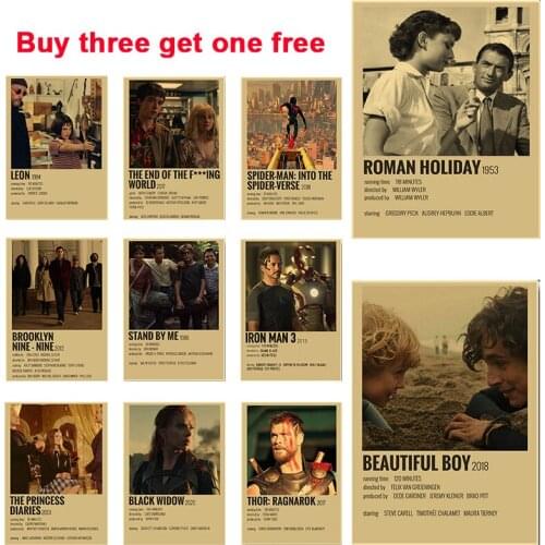 A3 and A4 European-American Style Retro Kraft Paper Print Wall Poster Home Decoration Wall Frame Living Room Decoration