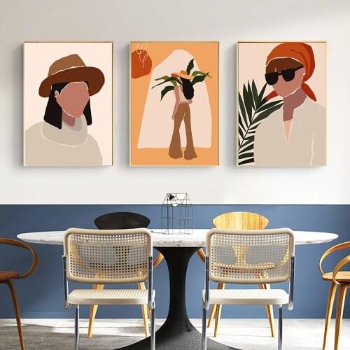 Abstract Poster Woman Canvas Painting Boho Wall Art Posters Prints Nordic Wall Pictures For Living Room Decor