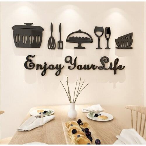 Food Cooking Acrylic Decorative 3D Wall Sticker For Living Room Restaurant Kitchen Dessert Shop Decor DIY Wall Sticker Decor