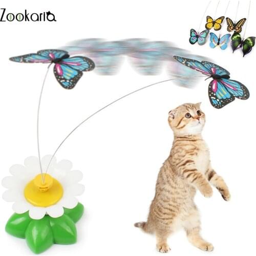 Automatic Electric Rotating Cat Toy Colorful Butterfly Bird Animal Shape Interactive Pet Dog Kitten Interactive Training Cat Toy