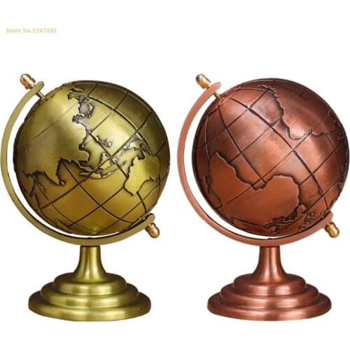 B0KC Retro Metal Globe Iron Art Antique Rotating Earth Geography World Globe Model