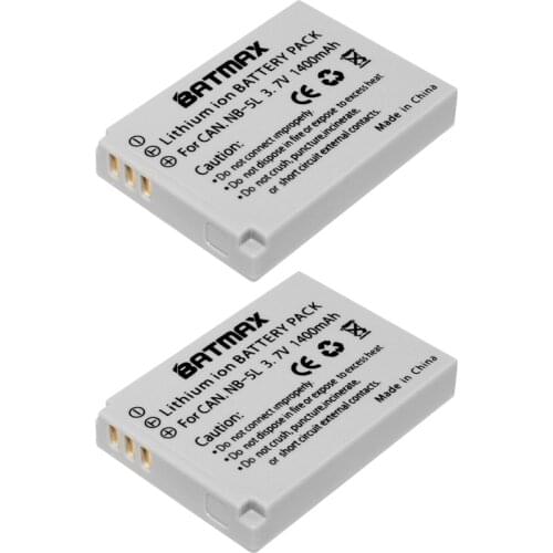 Batmax 2Pc NB-5L NB 5L Rechargeable Battery for Canon Powershot S100 SX200 SX230 HS SX210 IS SD790 IS SX200 IS SD800 IS SD890 IS