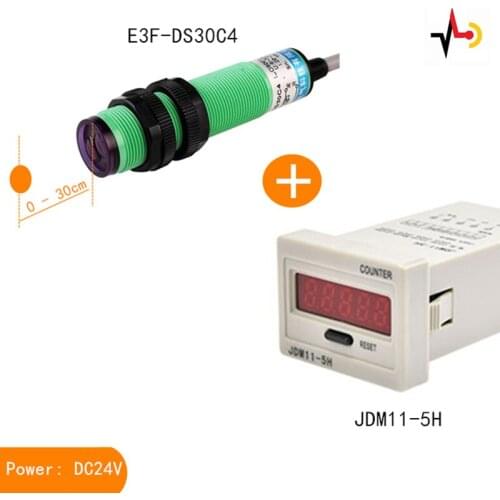 Digital Counter JDM11-5H/6H NPN Photoelectric Sensor Switch Input 5/6 Digits Electronic Working Power DC24V Detection 30cm