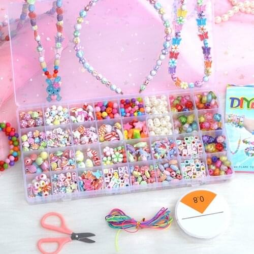 32 Grid Handmade Beaded DIY Childrens Toys Creative Loose Beads Crafts Making Bracelet Necklace Jewelry Set Toy Gift