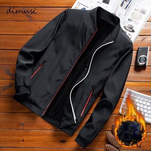 DIMUSI Autumn Winter Mens Bomber Jackets Outwear Fleece Warm Coats Casual Man Slim Fit Streetwear Baseball Jackets Clothing