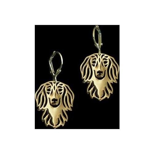 Long haired Dachshund Drop Earrings Pet Dog Earrings for women charm pretty Christmas gift jewelry gold silver plated