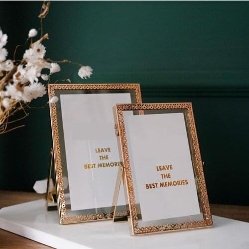 Home Metal Bracket Golden Lace Creative Photo Frame Modern Fashion Light Luxury Decoration Photo Frame