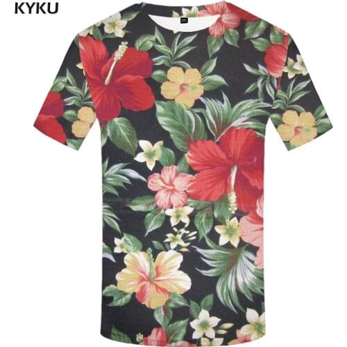 KYKU Flower T shirt Men Leaf T-shirts 3d Harajuku Tshirts Casual Colorful Funny T shirts Gothic Tshirt Printed Short Sleeve