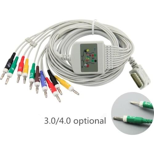 10-lead ECG lead wire cable for Kenz ECG 108 110 1203 1205 and Cardioline ECG 302 601 1210 3.0/4.0 optional