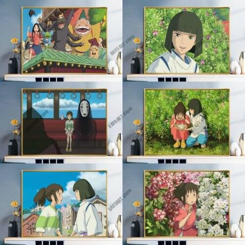 Canvas Painting Spirited Away Hayao Miyazaki Anime Wall Art Nordic Posters And Prints Pictures For Living Kids Home Decoration