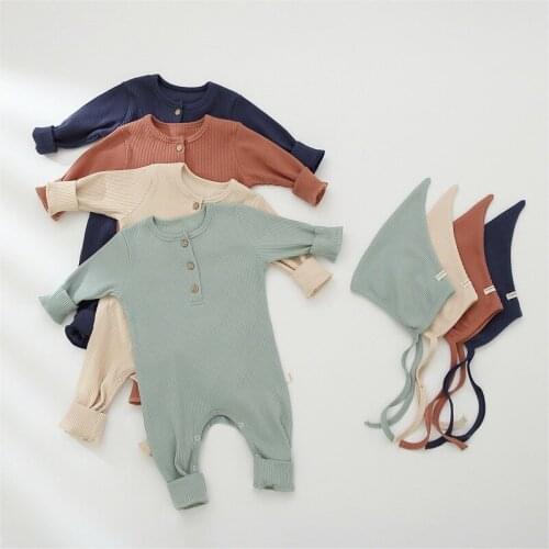 2021 Spring New Toddler Baby Girl Boy Pure And Soft Bodysuit Newborn Infantil Baby Cotton With Hap Romper Tracksuit